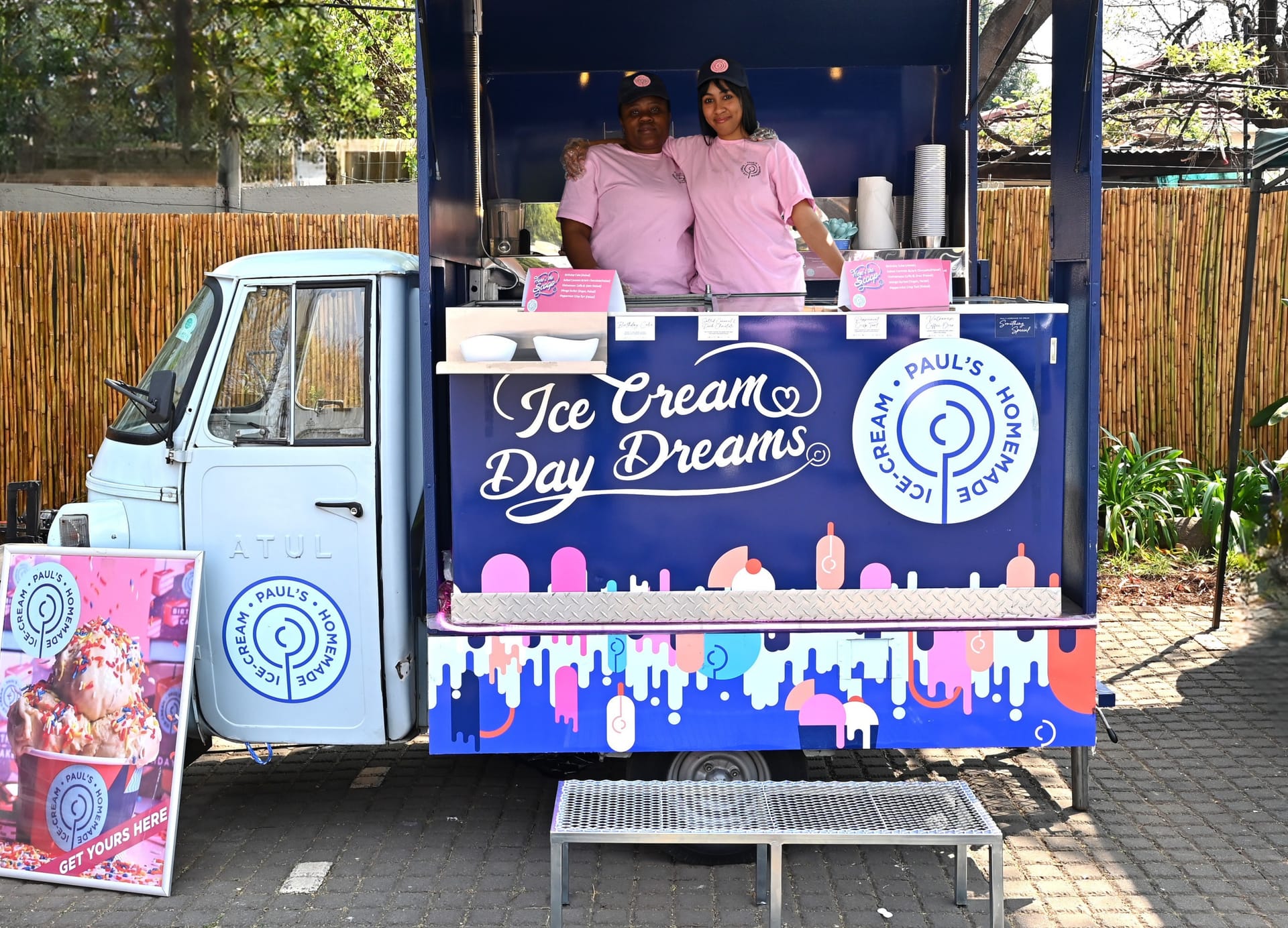 Paul's Homemade ice cream tuk-tuk staffed and ready to serve at an event